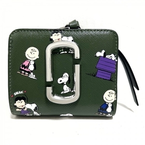 マークジェイコブス MARC JACOBS 2つ折り財布/ミニ/コンパクト S135L01FA21 ザ スナップショット レザー ダークグリーン×白×マルチ 美品