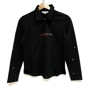 re владелец -ru спорт LEONARD SPORT рубашка-поло с длинным рукавом размер 38 M - чёрный женский стразы / вышивка tops 