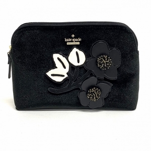  Kate Spade Kate spade velour black flower beautiful goods pouch 