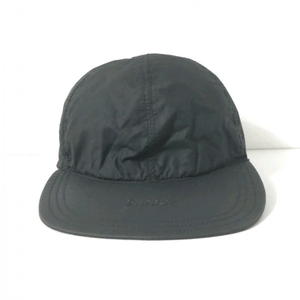 プラダ PRADA キャップ S - コットン×ナイロン×ポリウレタン 黒 帽子