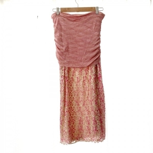 ミッソーニ MISSONI ロングスカート サイズ42 M - ピンク×アイボリー×マルチ レディース 刺繍/ウエストゴム ボトムス
