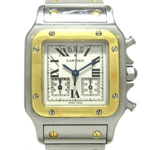 カルティエ 腕時計 サントスガルベクロノリフレックスLM W20042C4 メンズ K18YG×SS/クロノグラフ/パーペチュアルカレンダー アイボリー