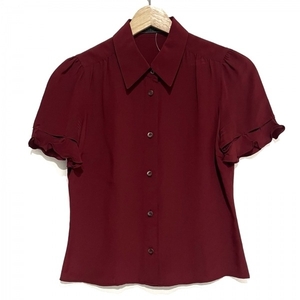  Prada PRADA short sleeves shirt blouse size 40 M - bordeaux lady's silk tops 