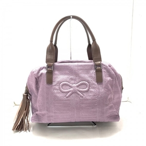  Anya Hindmarch Anya Hindmarch ручная сумочка - нейлон лиловый × темно-коричневый бахрома сумка 