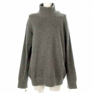  Louis Vuitton LOUIS VUITTON long sleeve sweater / knitted size M RW222W - cotton, cashmere gray lady's high‐necked /LV Logo fastener beautiful goods 