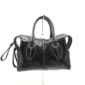  Tod's TOD'S handbag D styling micro enamel ( leather ) black beautiful goods bag 