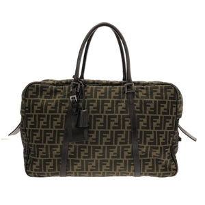  Fendi FENDI сумка "Boston bag" 7VS002 Zucca рисунок Jaguar do× кожа бежевый × чёрный сумка 