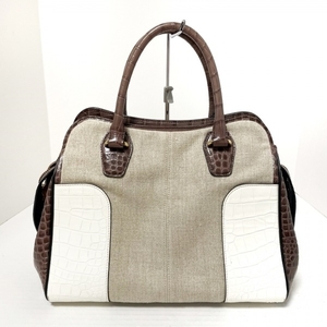  Tod's TOD'S handbag canvas beige × white × multi bag 