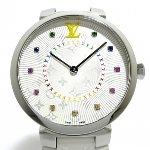 LOUIS VUITTON( Vuitton ) наручные часы язык b-ru тонкий MM Rainbow QA159 женский SS/ Япония ограничение / резиновая лента серебряный 