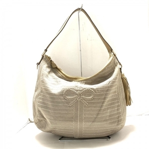  Anya Hindmarch Anya Hindmarch shoulder bag - nylon × leather gray × beige tassel bag 
