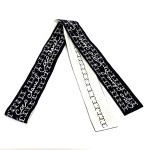 シャネル CHANEL 黒×白 リボンスカーフ/ココマーク 美品 スカーフ