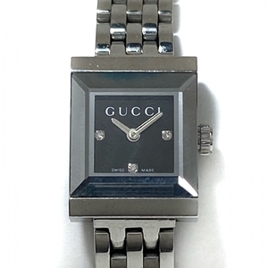 GUCCI(グッチ) 腕時計 - 128.5 レディース 3Pダイヤインデックス 黒