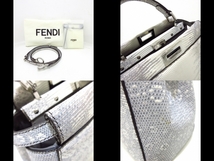 フェンディ FENDI ハンドバッグ 8BN244 ピーカブーアイコニックスモール リザード 白×グレー レディース 美品 バッグ_画像10