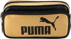 【即決】★カラーカーボンWペンケース PUMA★クツワ ゴールド 筆箱 ペンケース プーマ スポーツブランド ポケット付き　//787PMGD