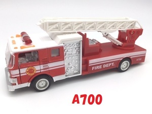 １台売り　アメリカン消防車　赤　A700　サイレン音　パトライト点滅　ミニカー　ファイアーエンジン　はしご車