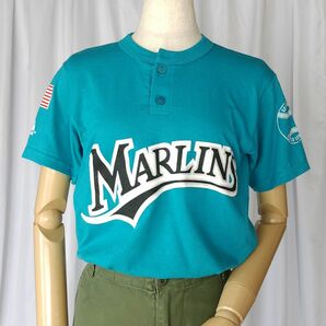 Mサイズ/マジェスティック MLB マイアミマーリンズ 背番号4 半袖Tシャツ 古着 アメカジ 野球 メジャーリーグ