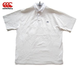 高級!!カンタベリー CANTERBURY*ロゴ刺繍 半袖肉厚ポリコットンラガーシャツ XL 白 ホワイト