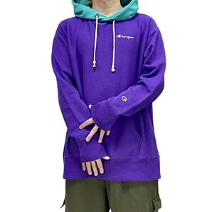新品 Champion Reverse Weave チャンピオン リバースウィーブ フード切り替え ワンポイントロゴ オーバーサイズ パーカー 海外インポート M