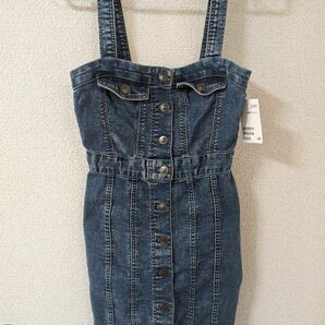 新品 タグ付き H&M デニムワンピース デニムワンピ XS ミニスカ ジーンズ スカート ワンピース レディース キッズ 伸縮性