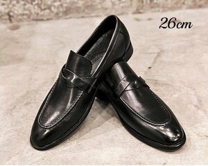 ビジネスシューズ メンズ シューズ　メンズシューズ 靴 紳士靴 フォーマル 革靴 レースアップ　歩きやすい ロングノーズ ブラック　26cm