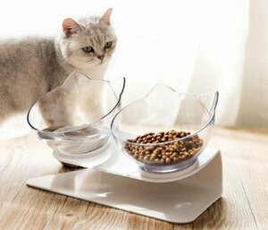  bait inserting bird table cat ear. dressing up small animals pretty double bowl pet food dog cat supplies 