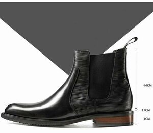 サイドゴアブーツ ブーツ メンズシューズ　チェルシーブーツ　牛革　ビジネスシューズ　本革　革靴 フォーマル　紳士靴 ブラック　24.5cm