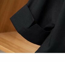 テーラードジャケットレディース 半袖スーツジャケット 黒 ブレザーコート オシャレスーツ 薄手ブレザー オフィスアウター ブラックl_画像8