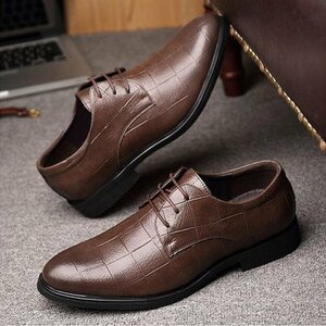 ビジネスシューズ オックスフォードシューズ メンズシューズ フォーマル　 韓流 春秋　紳士靴　革靴　歩きやすい ブラウン 25cm