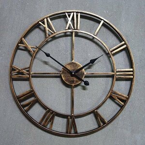 アンティークウォールクロック 北欧風壁掛け時計　シンプル 銅色