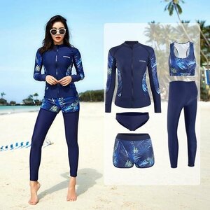  swimsuit lady's top and bottom set 5 point set swim wear body series cover .. swimsuit sunburn prevention surfing high school student surf pants swimsuit pair size M