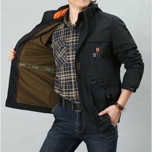 ミリタリージャケット 大きめ 3色 アウトドア プラスサイズ メンズ ジャケット 長袖 秋冬 ブラック M