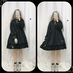  One-piece женский Gothic and Lolita Лолита кукла костюмированная игра болезнь ....... симпатичный свободный размер длинный рукав модель 