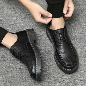ビジネスシューズ メンズ シューズ　メンズシューズ 靴 紳士靴 カジュアル 革靴　通勤靴 紐靴 厚底　歩きやすい シンプル26.5cm