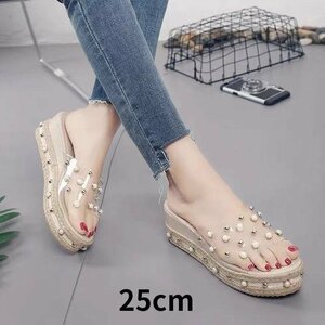  sandals thickness bottom beautiful legs lady's shoes shoes pearl pretty ..... stylish clear? summer 25cm