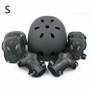  протектор шлем 7 позиций комплект детский для взрослых локти колени запястье комплект скейтборд черный & голубой S