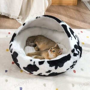 猫 犬 ベッド ふわふわ　暖か もこもこ　キャット　ペット ペットハウス　滑り止め　クッション マット柔らかい　秋冬　ブラック Mサイズ