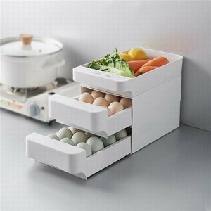 卵ケース 卵収納ボックス 冷蔵庫用 引き出し式 3段 持ち運び 玉子ケース 区分保管 おしゃれ 取り出し便利 食品保存容器