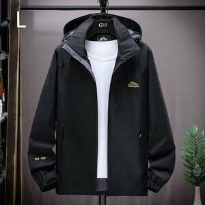 ジャンパー メンズ ジップアップパーカー ブルゾン トレンチコート 登山服 マウンテンジャケット ボアジャケットブラックLサイズ