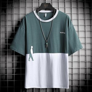 メンズ半袖Tシャツ、カットソー トップス おしゃれ メンズファッション ボアジャケット メンズトップス ファッション グリーン4XL