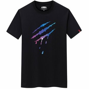 メンズ半袖Tシャツ、カットソー インナー tシャツ 胸プリント 半袖 メンズトップス 韓国 ストレッチ カジュアル 夏　ブラック3XL