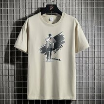 メンズ半袖Tシャツ、カットソー tシャツ メンズ 半袖 綿100％ 夏 ファッション 上着 速乾 通気性 韓国 高品質 便利 通勤　ベージュXL_画像1
