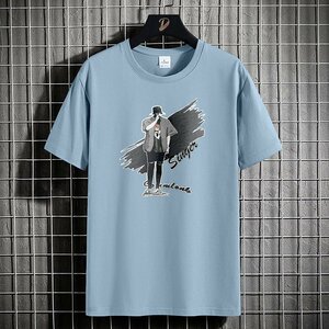 メンズ半袖Tシャツ、カットソー tシャツ メンズ 半袖 綿100％ 夏 ファッション 上着 速乾 通気性 韓国 高品質 便利 通勤　ブルーL