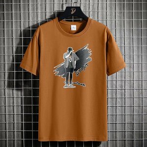 メンズ半袖Tシャツ、カットソー tシャツ メンズ 半袖 綿100％ 夏 ファッション 上着 速乾 通気性 韓国 高品質 便利 通勤　カーキ3XL