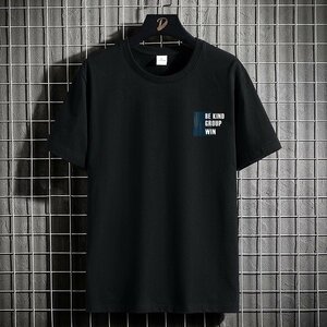 メンズ半袖Tシャツ、カットソー tシャツ 半袖 上着 トップス 丸首 肌着 吸汗 速乾 遮熱 抗菌防臭 T-shirt 涼しい 通気性　ブラック3XL