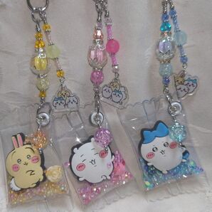 ちいかわ☆ちいかわちゃん&ハチワレちゃん&うさぎちゃん☆シャカシャカキャンディバッグキーホルダー⑨【3つセット】