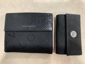 1 jpy ~ BVLGARI BVLGARY purse & key case set Logo mania 