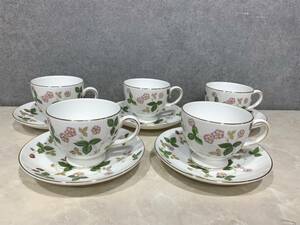 1円～ 未使用保管品 WEDGWOOD ウェッジウッド ワイルドストロベリー カップ＆ソーサー 5客 食器 まとめ