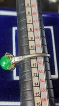 昭和レトロ　立て爪デザインリング　シルバー刻印　11号　グリーンカラー天然石_画像6