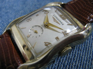 1954 period LONGINES Longines 10KGF large Hour glass Switzerland made antique hand winding wristwatch operation rare beautiful goods! note oil ending 