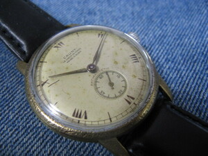 1940年代 CAUNY 大型36.5ｍｍ スイス製アンティーク手巻腕時計 稼働品 注油済み 